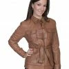 Scully Women's Belted Lamb Leather Jacket Cognac -Scully Shop 225G62 38 P1
