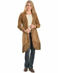 Scully Women's Suede Fringe Maxi Coat Black -Scully Shop 225G67 JD P1