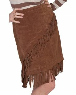 Scully Short Fringe Boar Suede Skirt For Women's Black
