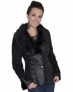 Scully Honey Creek Faux Suede And Faux Fur Jacket For Women's Black -Scully Shop 225H77 89 P1 1