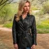 Scully Leatherwear Washed Lamb Leather Adjustable Belt Coat For Women's Black 2 Scully Leatherwear Washed Lamb Leather Adjustable Belt Coat For Women's Black -Scully Shop 225J51 89 P1