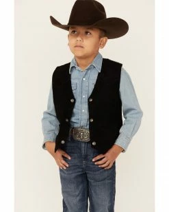 Scully Kid's Boar Suede Vest For Boys' Black 14 Scully Kid's Boar Suede Vest For Boys' Black -Scully Shop 266C65 89 P1