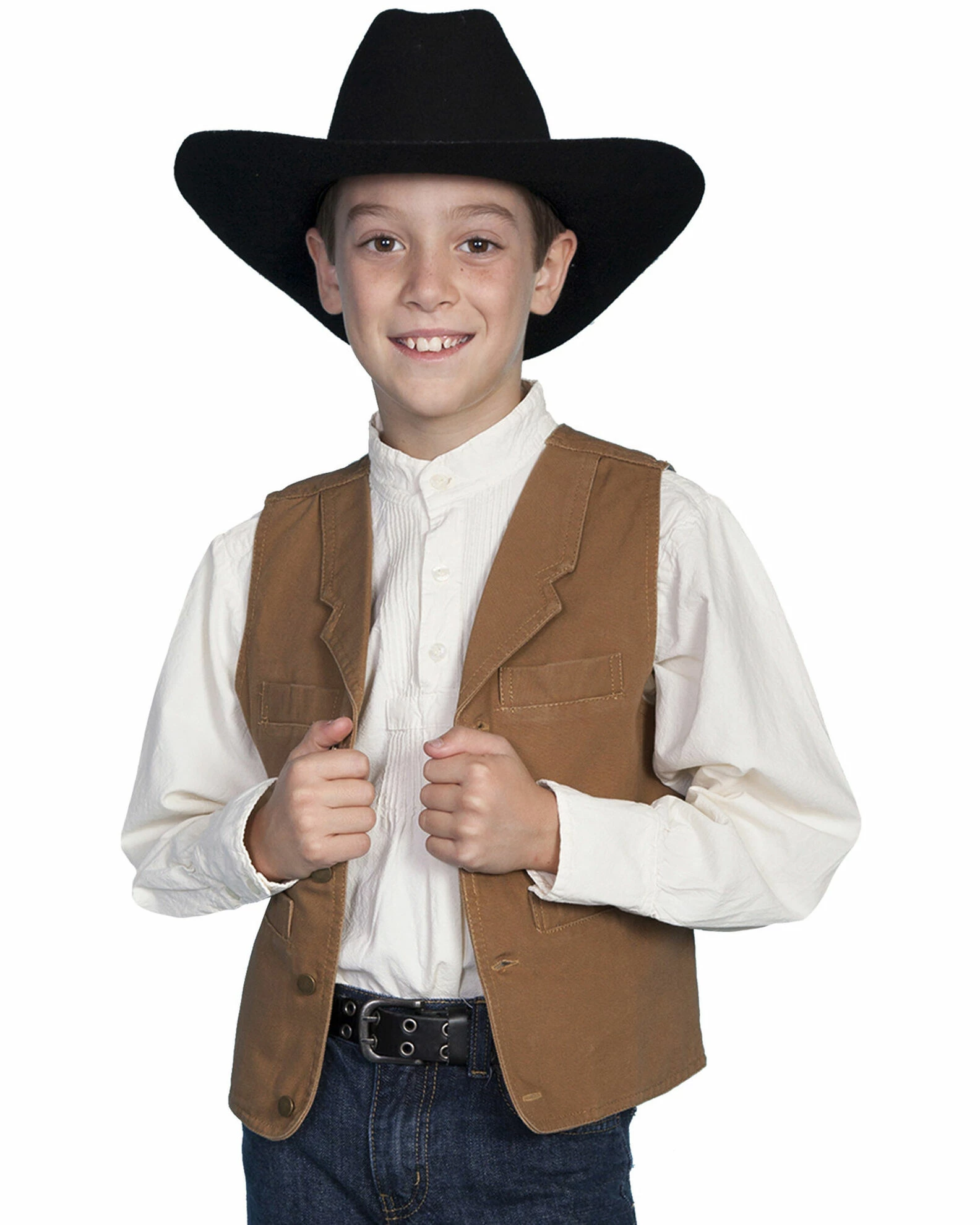 Scully Boys' Canvas Vest Brown 3 Scully Boys' Canvas Vest Brown