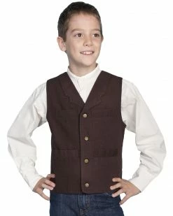 Scully Boys' Canvas Vest Brown 9 Scully Boys' Canvas Vest Brown -Scully Shop 266C69 43 P1