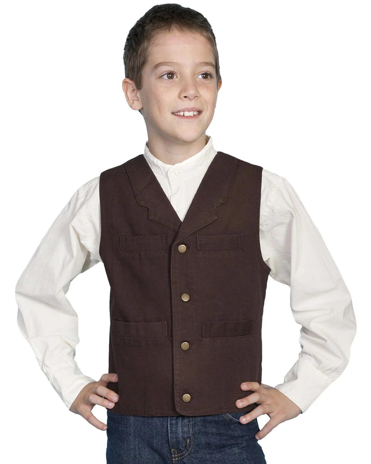 Scully Boys' Canvas Vest Brown 6 Scully Boys' Canvas Vest Brown - Image 4