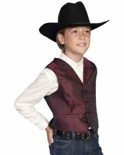 Scully Boys' Paisley Vest Burgundy -Scully Shop 266C71 74 P1