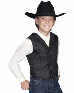 Scully Boys' Paisley Vest Burgundy