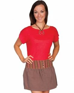 Scully Striped Skirt For Women's Brown -Scully Shop 356G14 41 P1 1