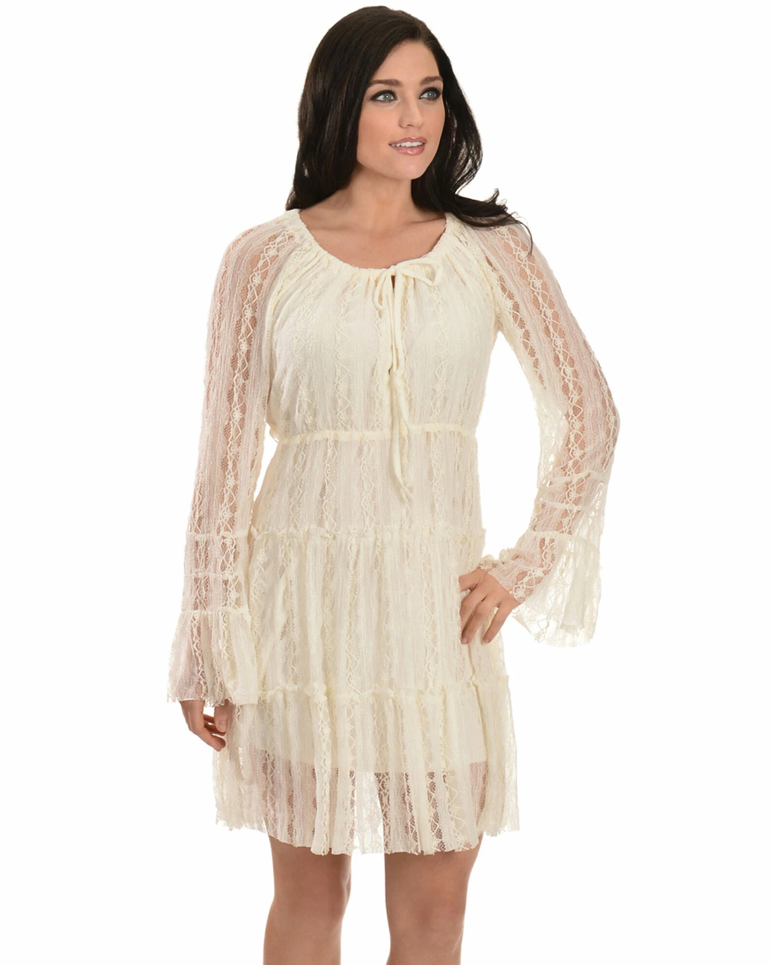Scully Women's Solid Lined Lace Dress Ivory 3 Scully Women's Solid Lined Lace Dress Ivory
