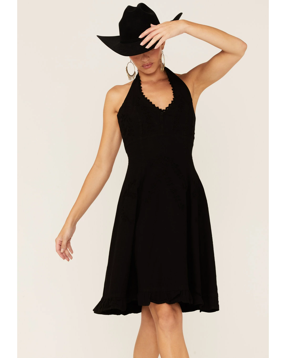 Scully Peruvian Cotton Halter Top Dress For Women's Black 7 Scully Peruvian Cotton Halter Top Dress For Women's Black - Image 5