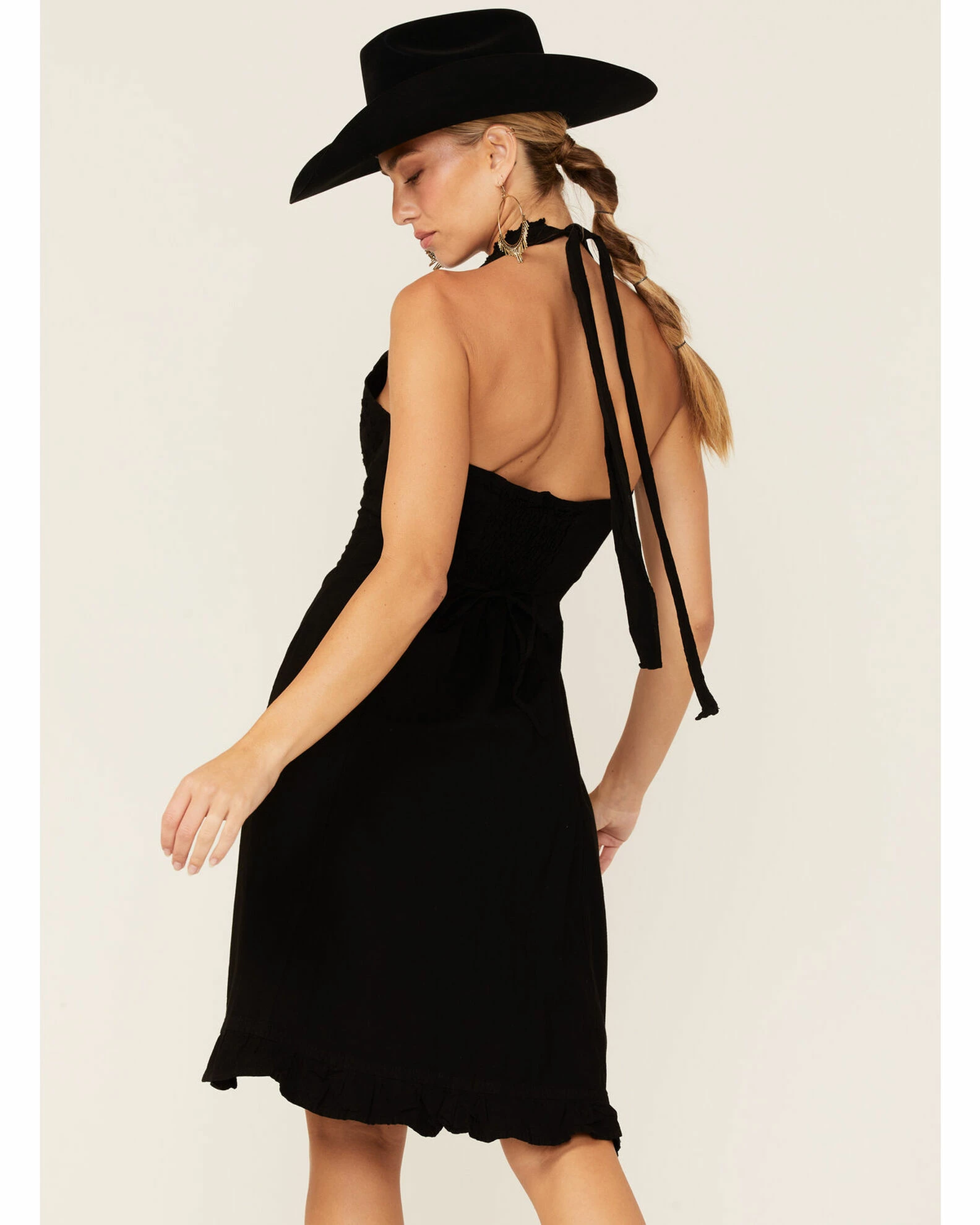 Scully Peruvian Cotton Halter Top Dress For Women's Black 5 Scully Peruvian Cotton Halter Top Dress For Women's Black - Image 3