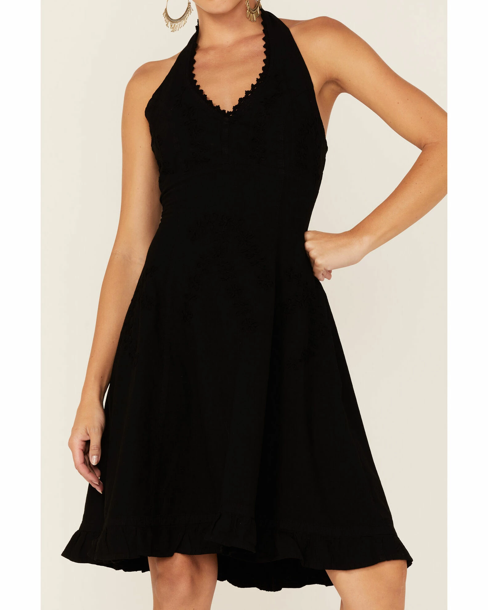 Scully Peruvian Cotton Halter Top Dress For Women's Black 6 Scully Peruvian Cotton Halter Top Dress For Women's Black - Image 4