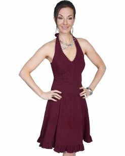 Scully Women's Cantina Halter Dress Chocolate -Scully Shop 356G48 640 P1