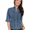Scully Women's 3/4 Sleeve Blouse Dark Blue 2 Scully Women's 3/4 Sleeve Blouse Dark Blue -Scully Shop 658D97 FZ P1