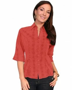 Scully Women's 3/4 Sleeve Blouse Dark Blue 9 Scully Women's 3/4 Sleeve Blouse Dark Blue -Scully Shop 658D97 JX P1