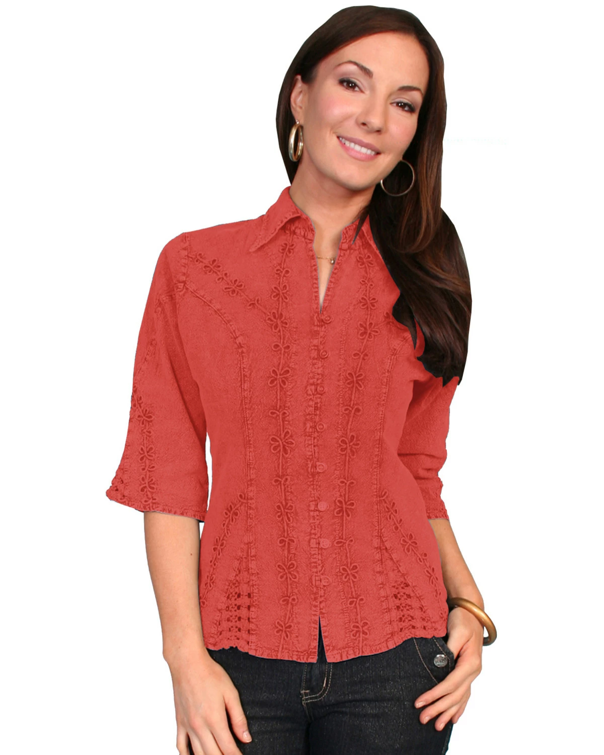 Scully Women's 3/4 Sleeve Blouse Dark Blue 6 Scully Women's 3/4 Sleeve Blouse Dark Blue - Image 4