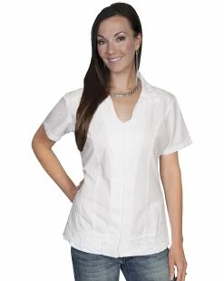 Scully Button Front Short Sleeve Top For Women's Dark Blue -Scully Shop 658F16 01 P1