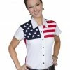 Scully Women's American Flag Print Top White -Scully Shop 658F25 01 P1