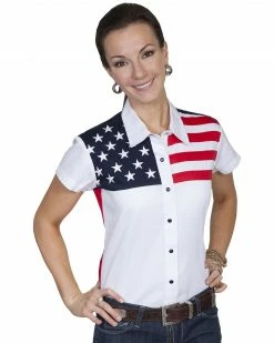Scully Women's American Flag Print Top White